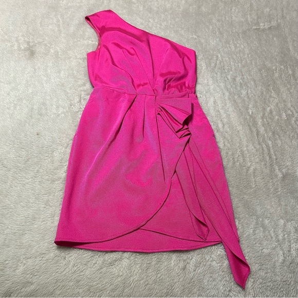 BCBGeneration Womens Dress Candy Pink One Shoulder Cocktail Mini Dress Size 6 - Picture 4 of 13